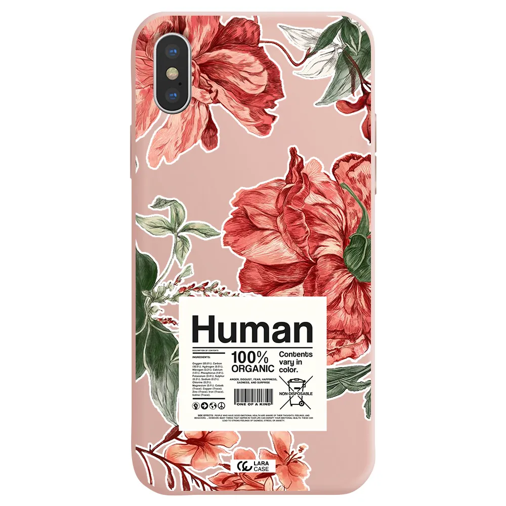 a cover of a book with flowers Apple iPhone XS Silicone pastel pink Case