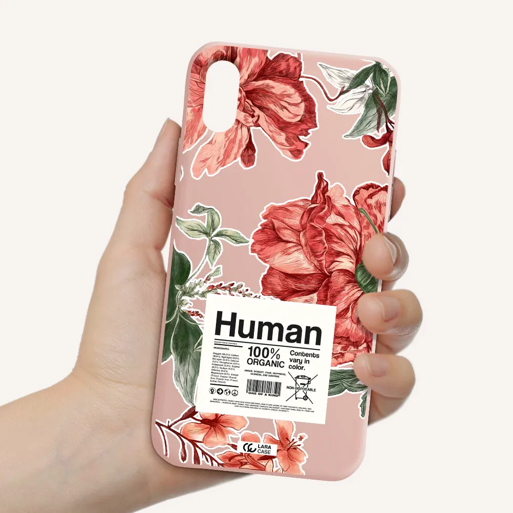 a cover of a book with flowers Apple iPhone XS Silicone pastel pink Case