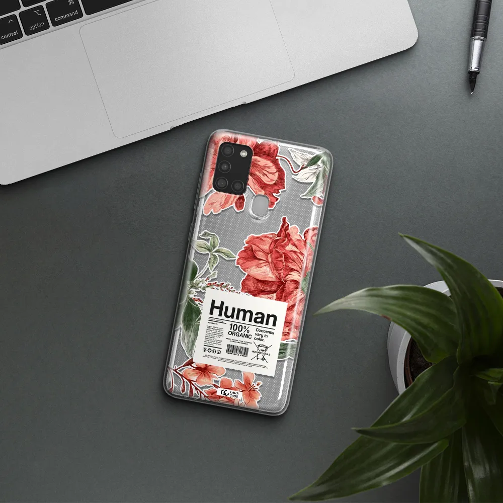 A Cover Of A Book With Flowers Samsung A21S Clear Tpu Case