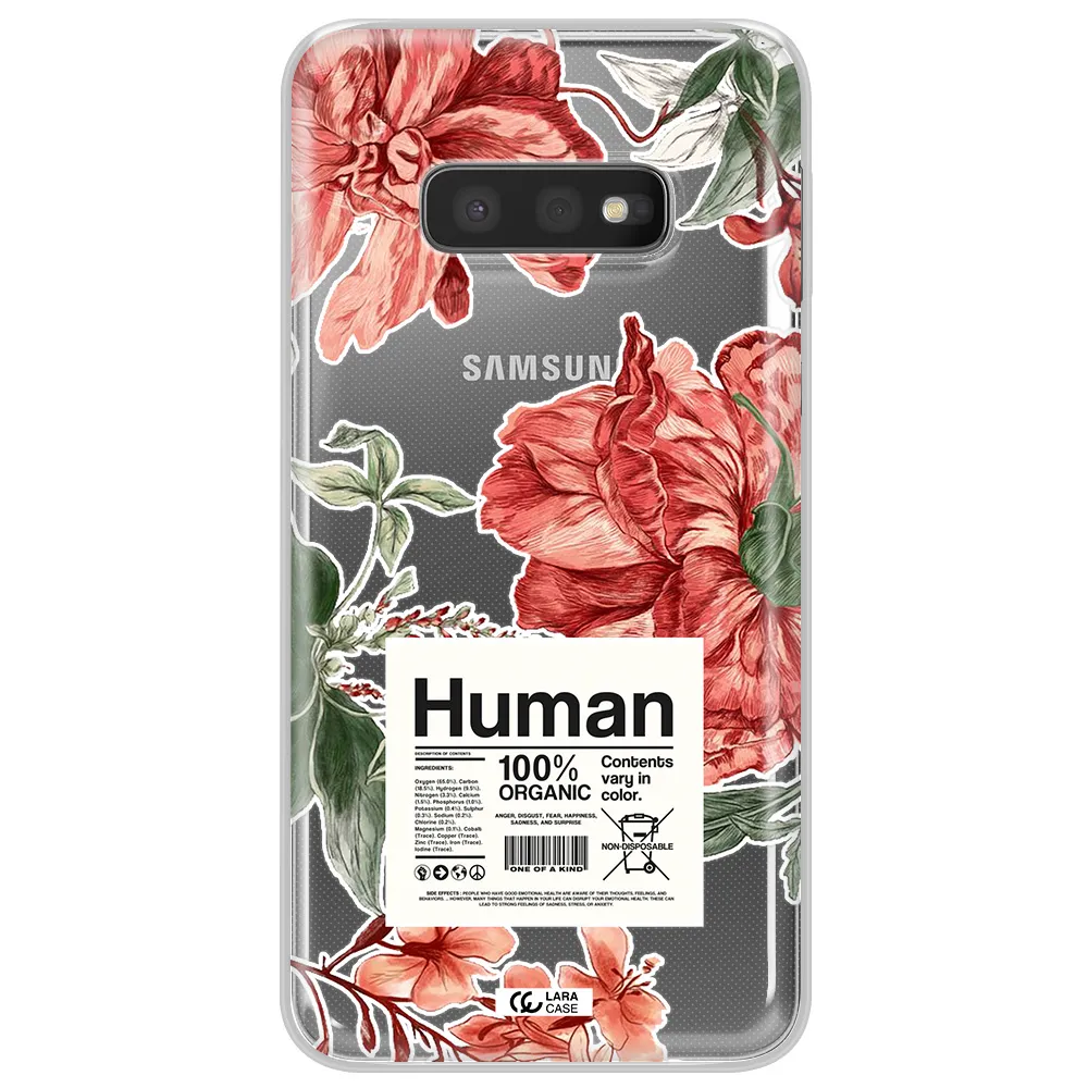 A Cover Of A Book With Flowers Samsung S10E Clear Tpu Case