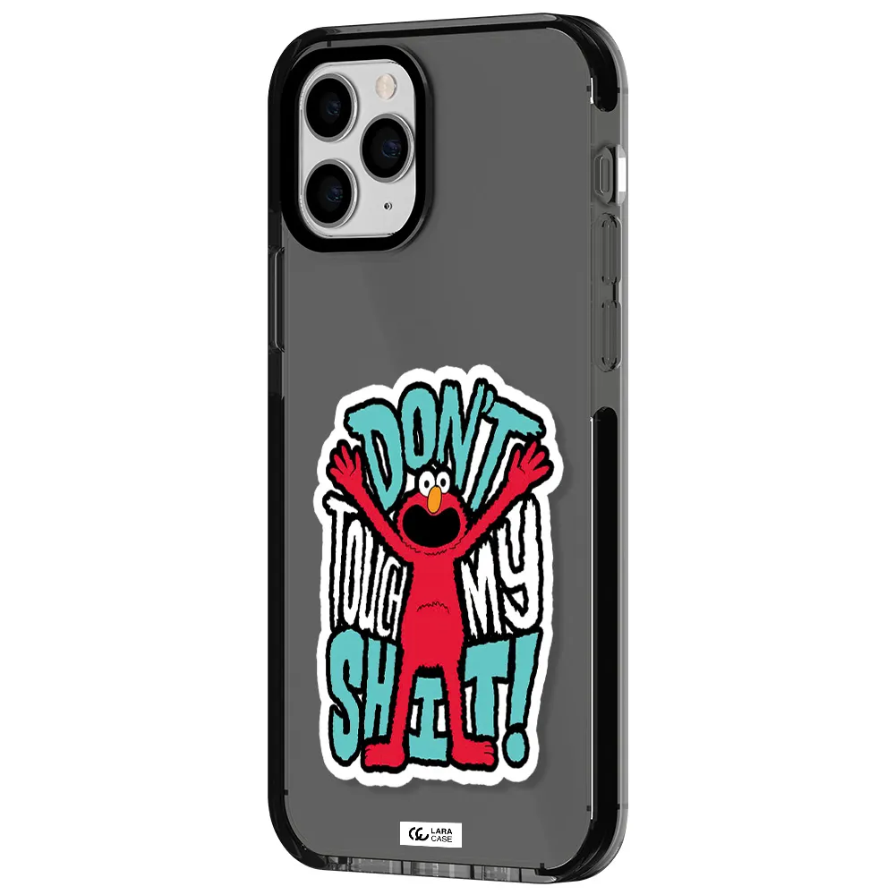 a cartoon character with arms up Apple iPhone 11 pro impact Smoke Black Case