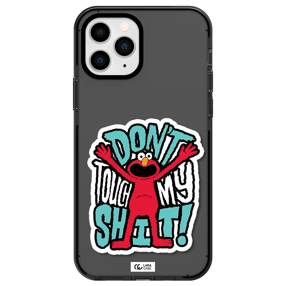 a cartoon character with arms up Apple iPhone 11 pro max impact Smoke Black Case