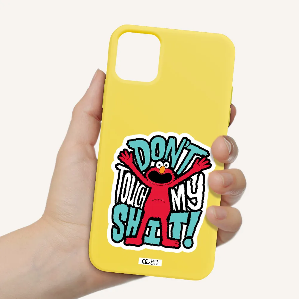 a cartoon character with arms up Apple iPhone 11 Silicone canary yellow Case