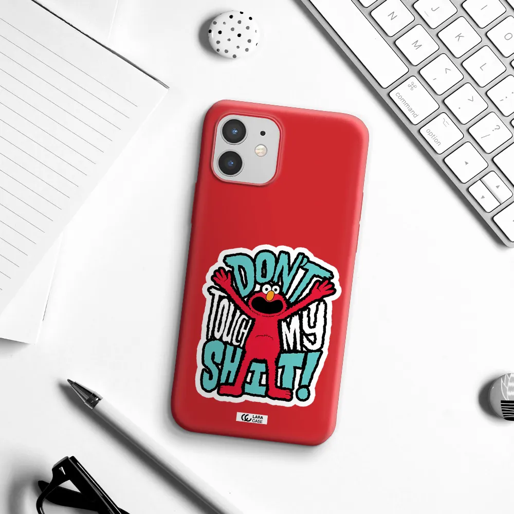 a cartoon character with arms up Apple iPhone 12 mini Silicone Imperial Red Case