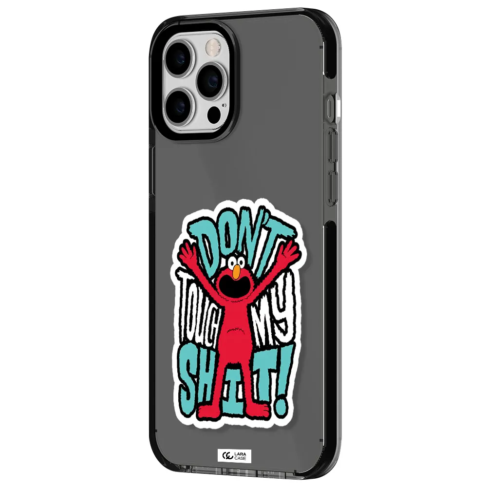 a cartoon character with arms up Apple iPhone 12 pro max impact Smoke Black Case