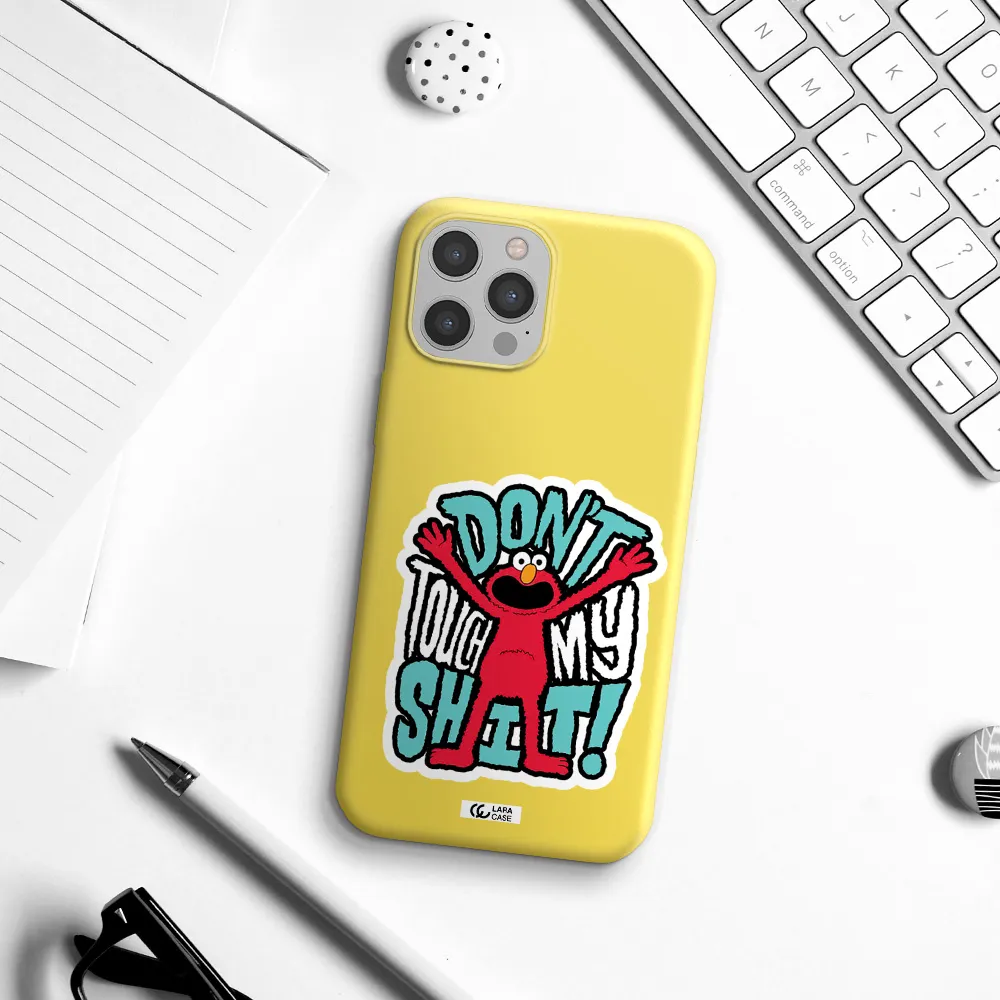 a cartoon character with arms up Apple iPhone 12 pro max Silicone canary yellow Case