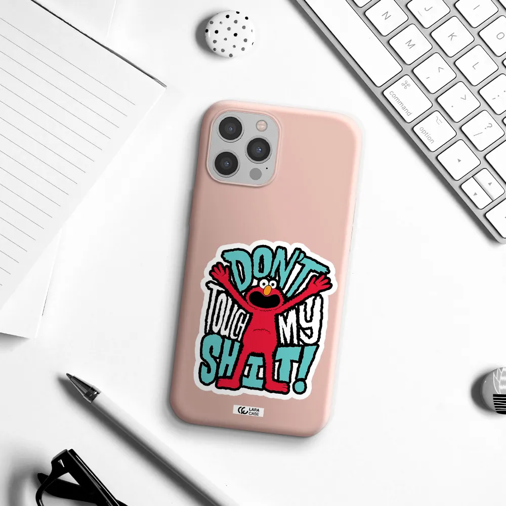 a cartoon character with arms up Apple iPhone 12 pro max Silicone pastel pink Case