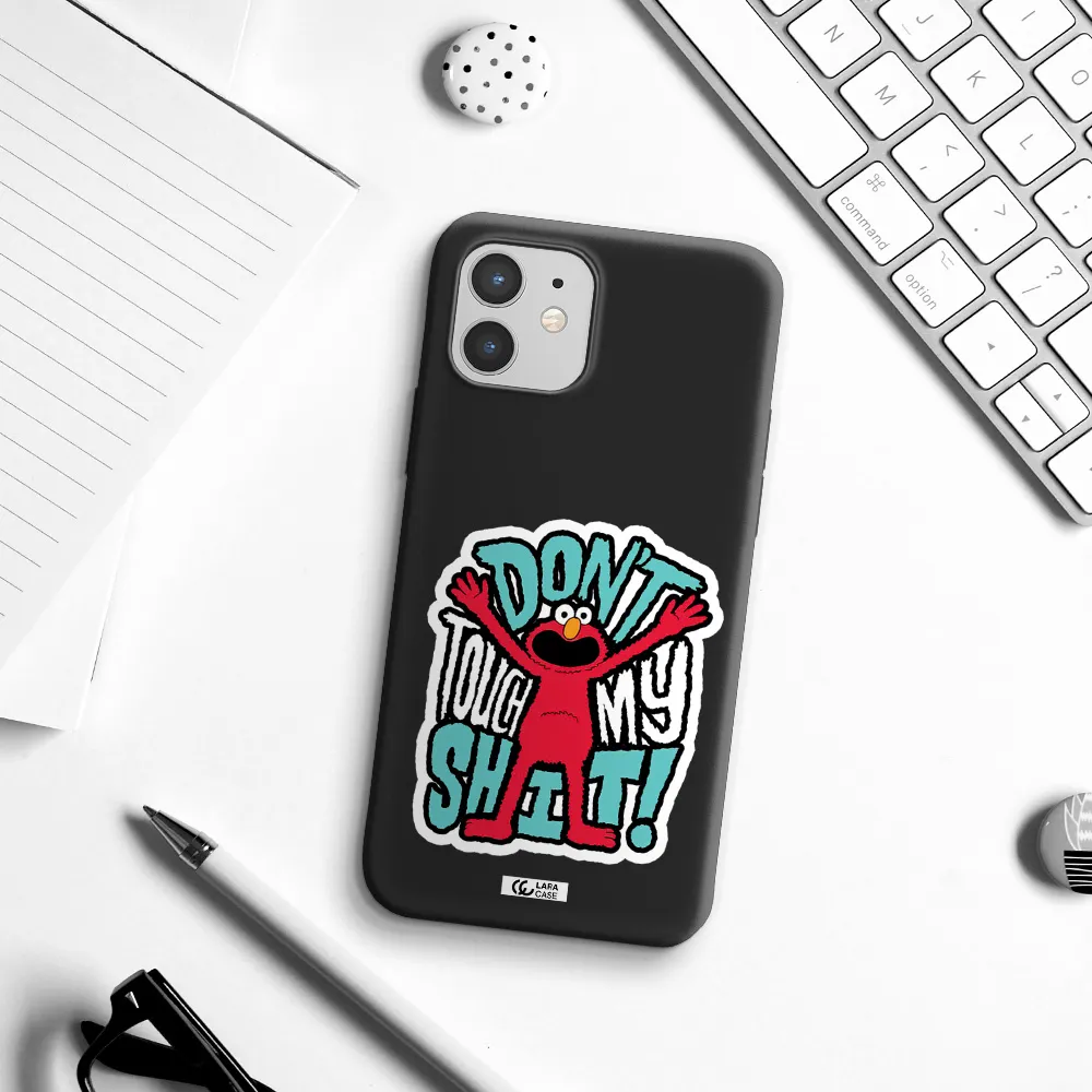 a cartoon character with arms up Apple iPhone 12 Silicone black Case