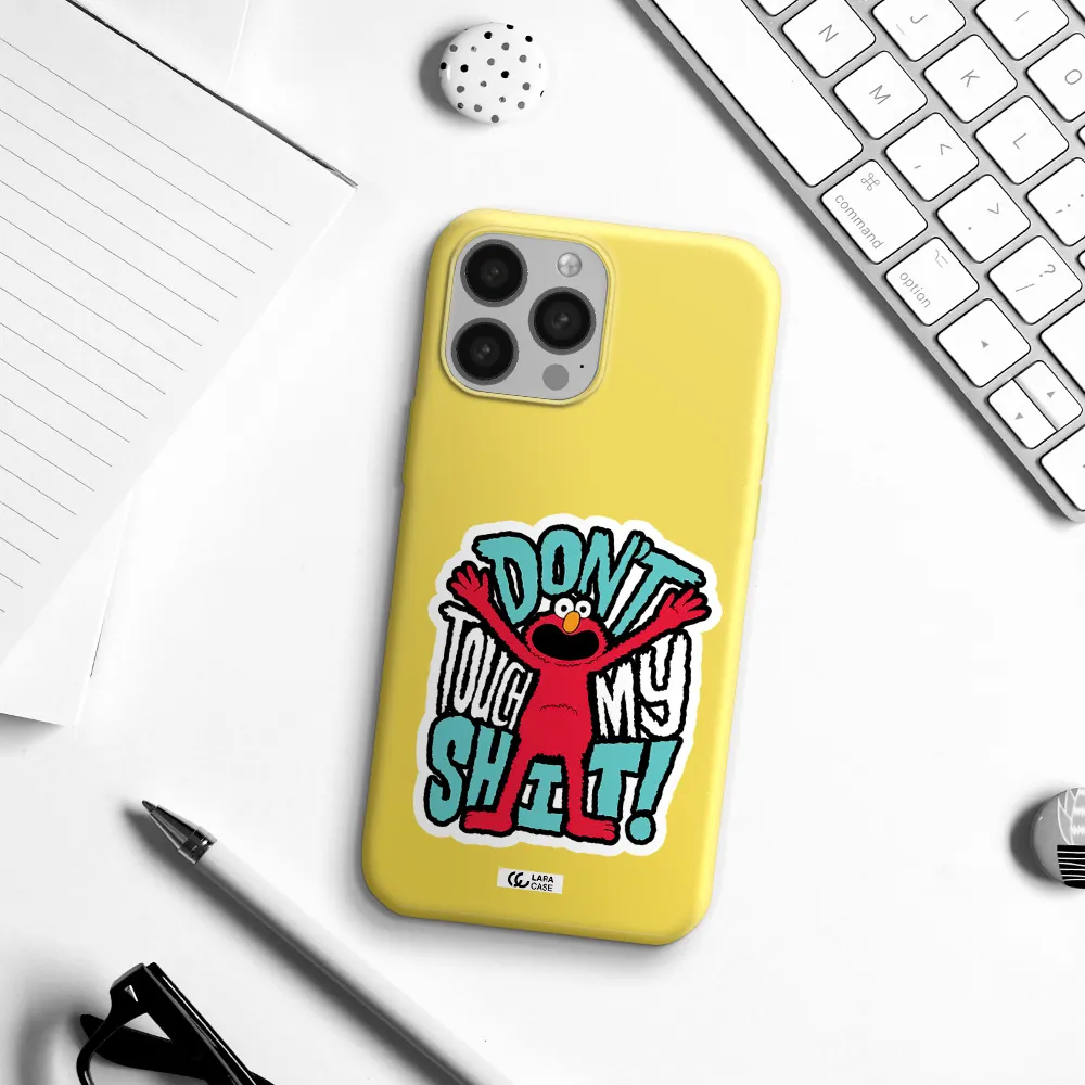 a cartoon character with arms up Apple iPhone 13 Pro Max Silicone canary yellow Case