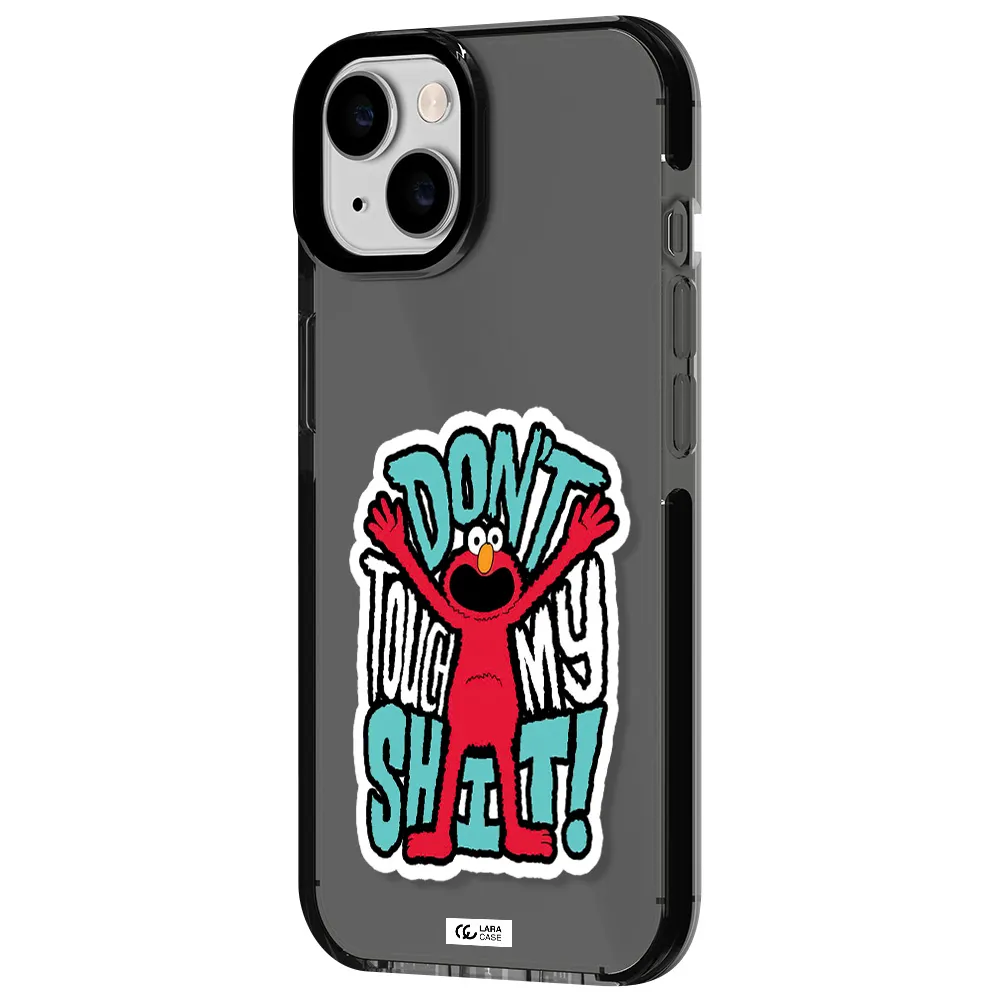 a cartoon character with arms up Apple iPhone 14 impact Smoke Black Case