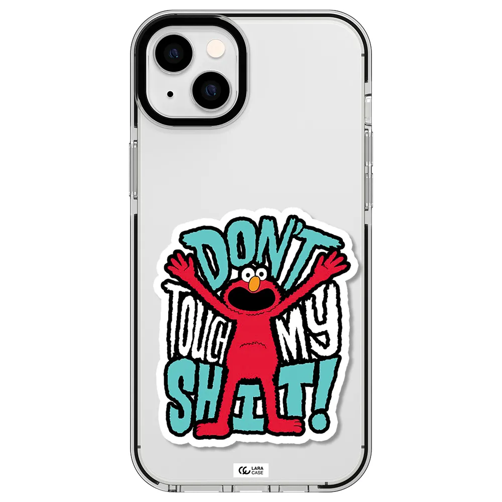 a cartoon character with arms up Apple iPhone 14 plus impact black border Case