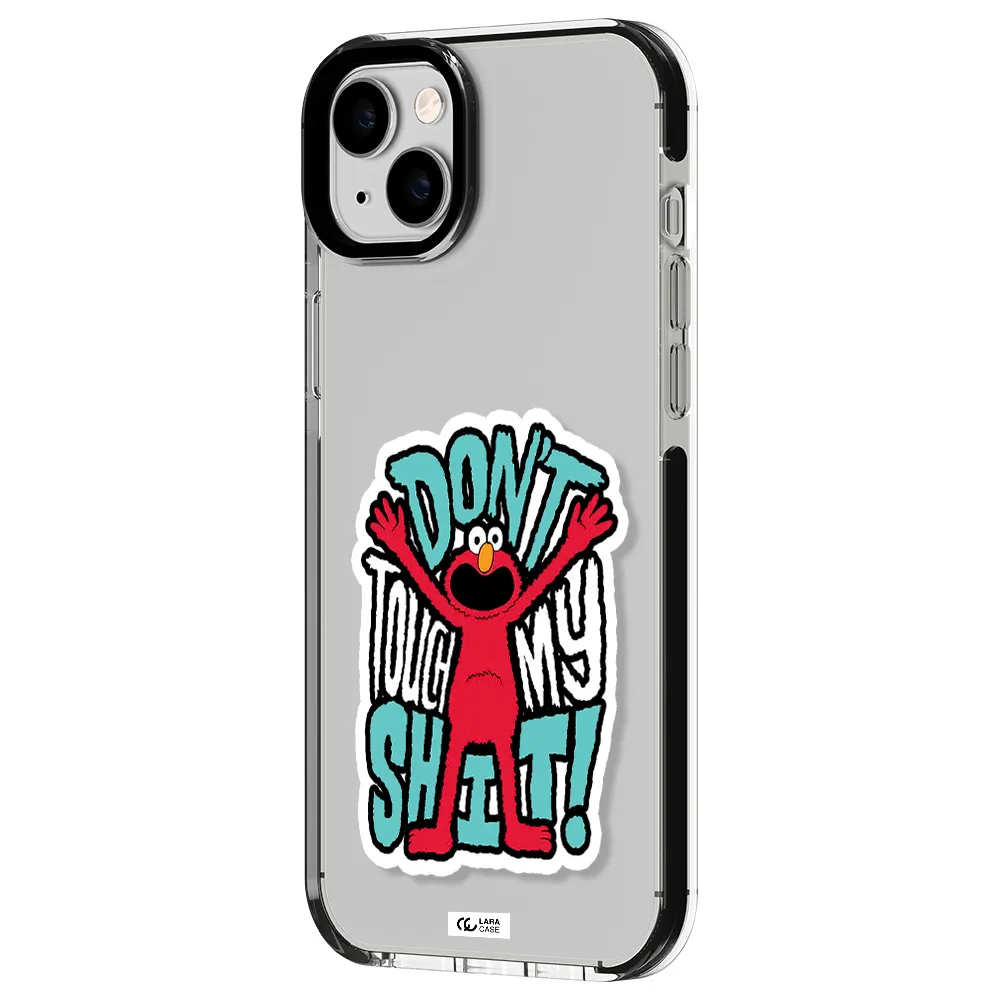 a cartoon character with arms up Apple iPhone 14 plus impact black border Case