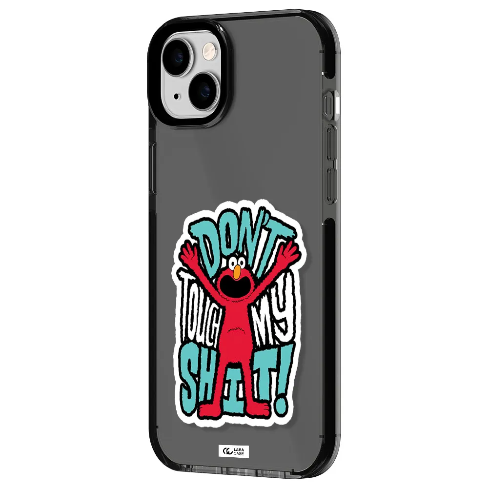 a cartoon character with arms up Apple iPhone 14 plus impact Smoke Black Case