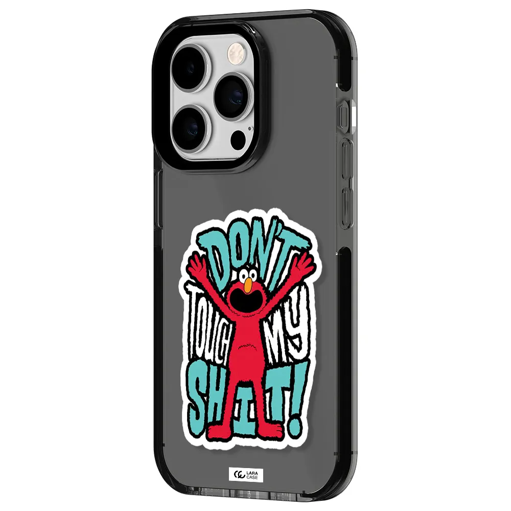 a cartoon character with arms up Apple iPhone 14 pro impact Smoke Black Case