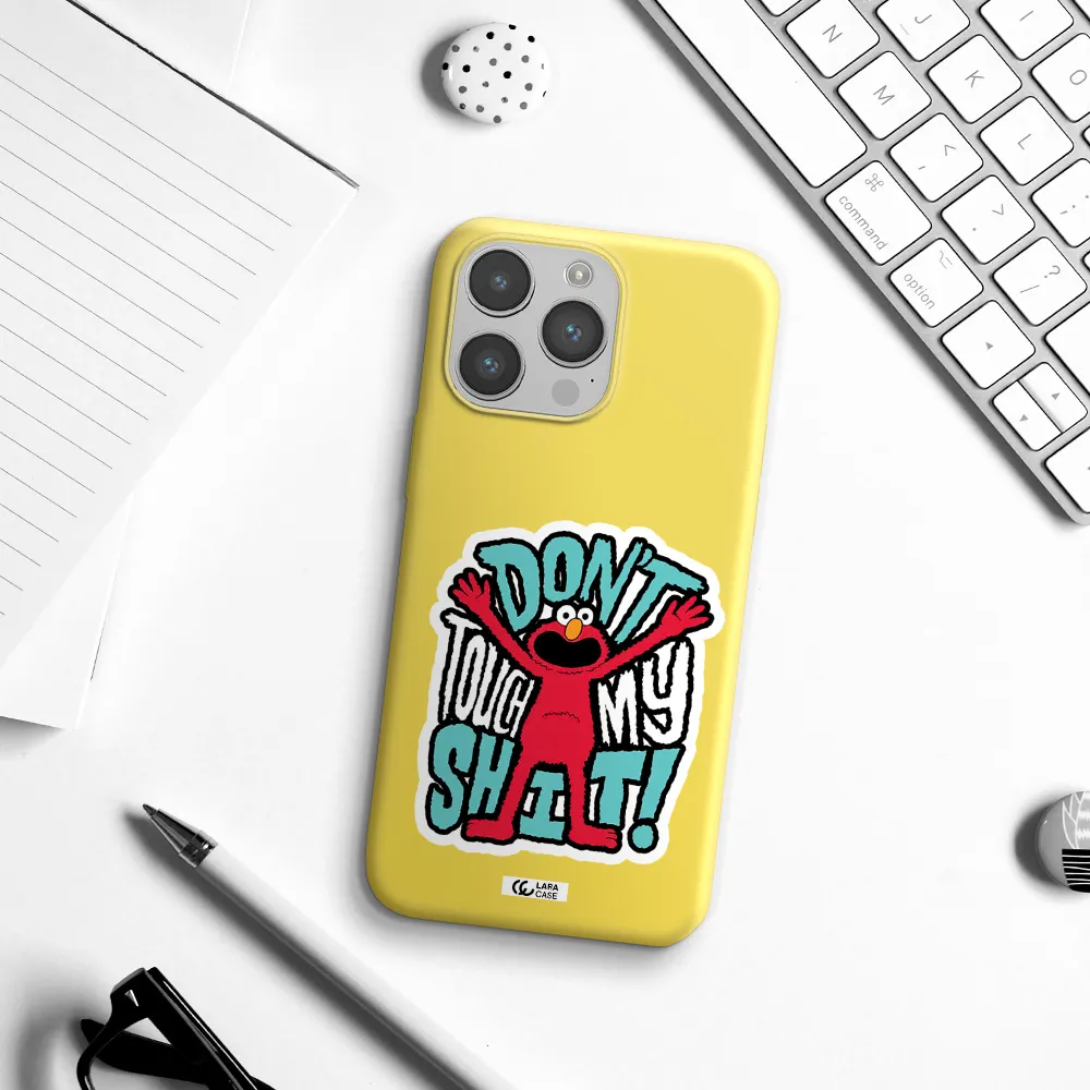 a cartoon character with arms up Apple iPhone 14 pro Silicone canary yellow Case