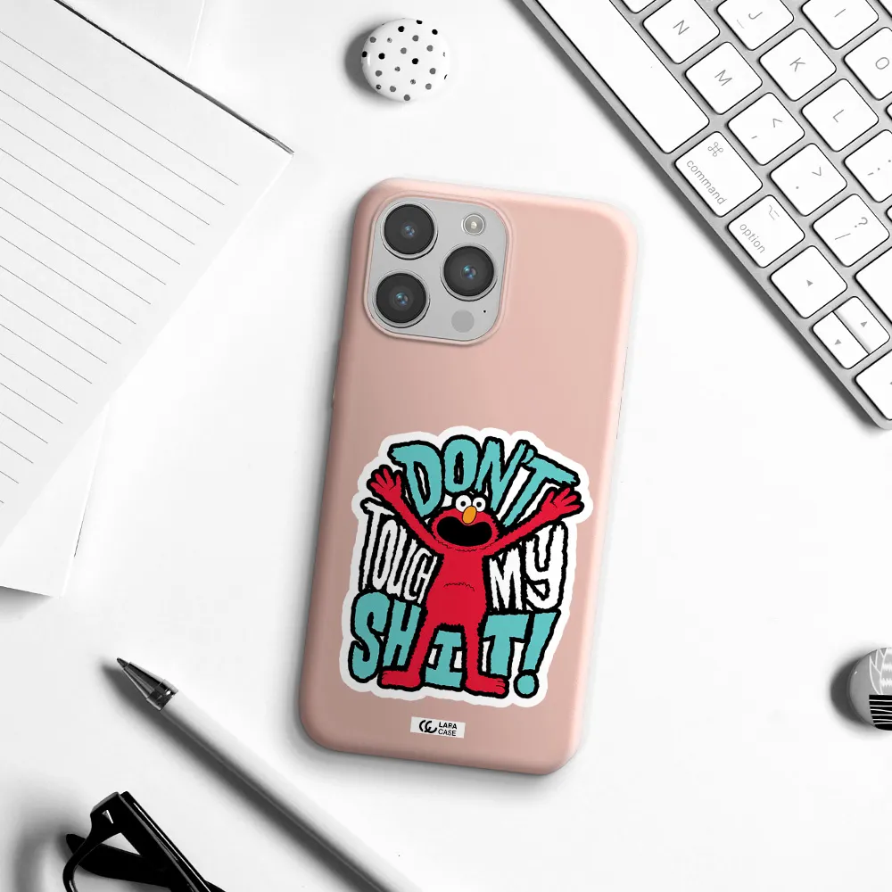 a cartoon character with arms up Apple iPhone 14 pro Silicone pastel pink Case