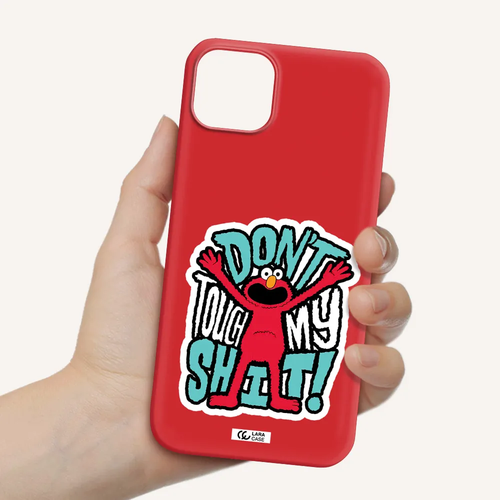 a cartoon character with arms up Apple iPhone 14 Silicone Imperial Red Case