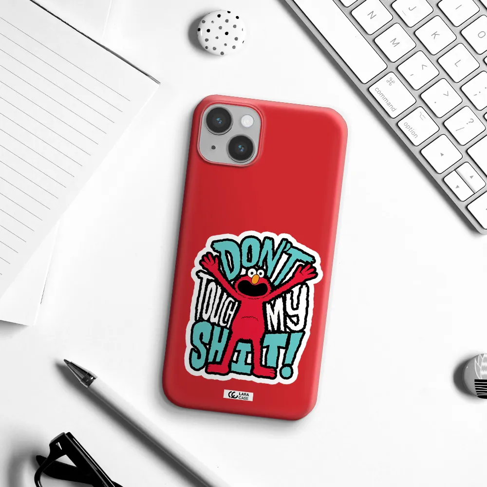 a cartoon character with arms up Apple iPhone 14 Silicone Imperial Red Case