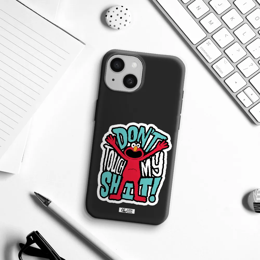 a cartoon character with arms up Apple iPhone 15 Silicone black Case