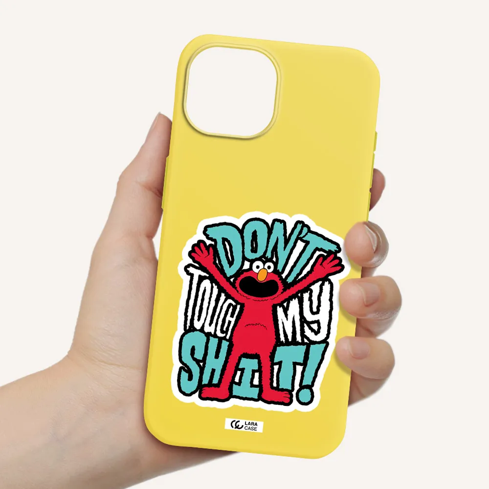 a cartoon character with arms up Apple iPhone 15 Silicone canary yellow Case