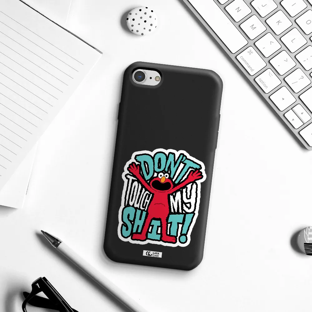 a cartoon character with arms up Apple iPhone 8 Silicone black Case