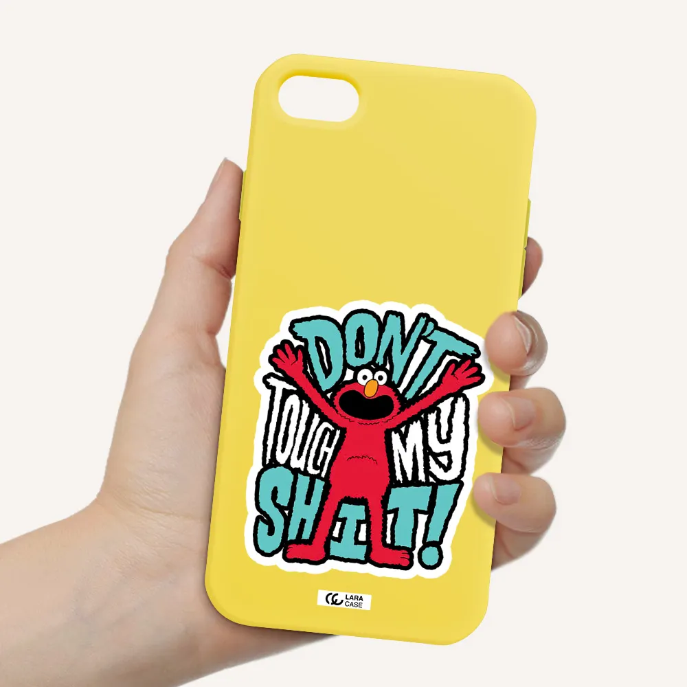a cartoon character with arms up Apple iPhone 8 Silicone canary yellow Case