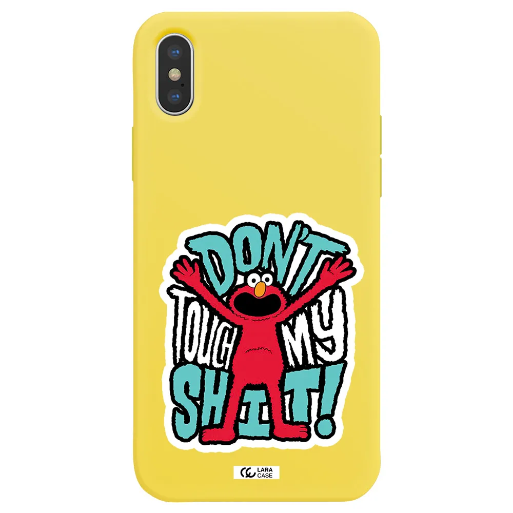 a cartoon character with arms up Apple iPhone X Silicone canary yellow Case