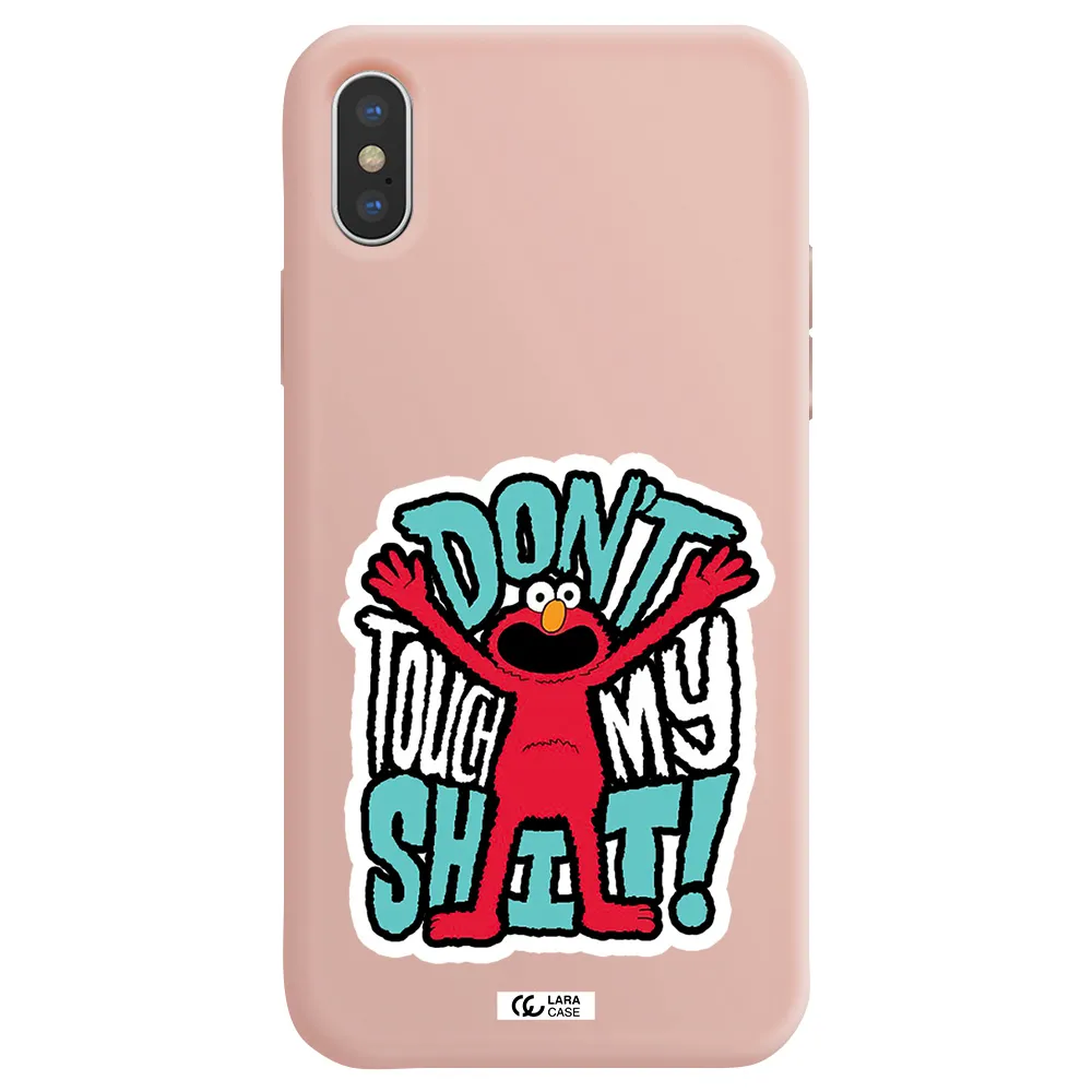 a cartoon character with arms up Apple iPhone X Silicone pastel pink Case