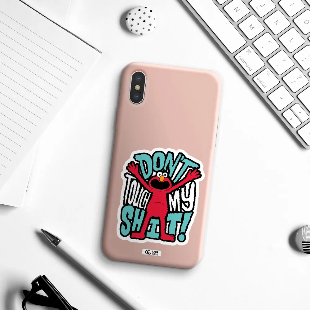 a cartoon character with arms up Apple iPhone X Silicone pastel pink Case