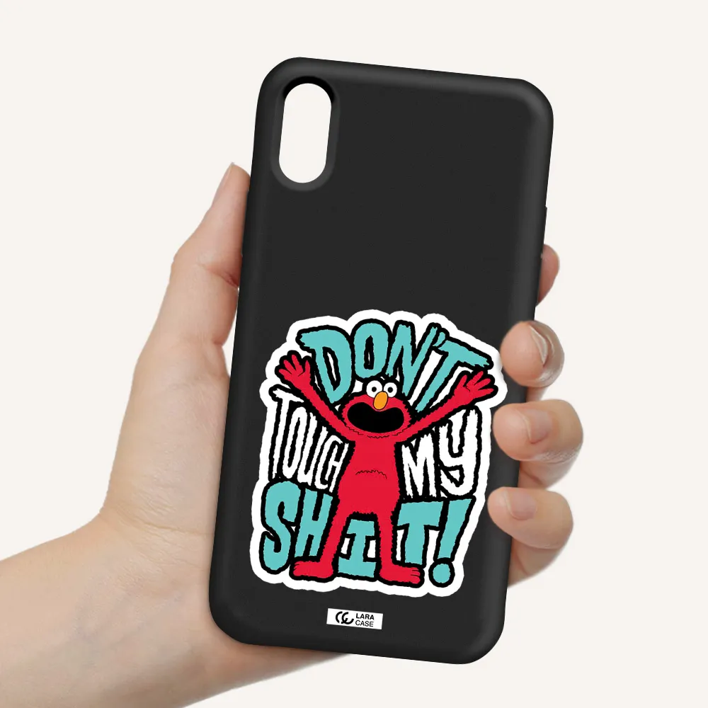 a cartoon character with arms up Apple iPhone XS Silicone black Case