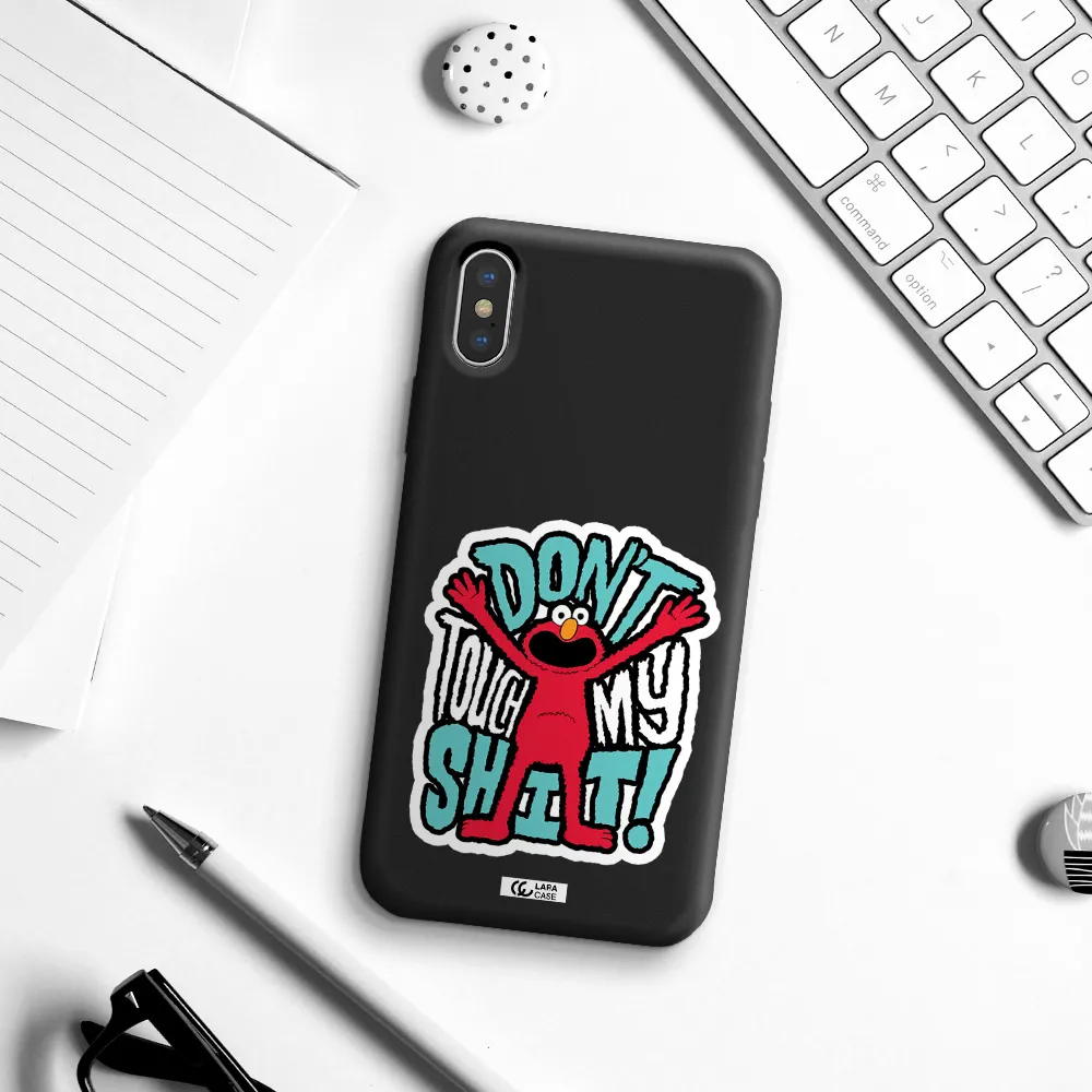 a cartoon character with arms up Apple iPhone XS Silicone black Case