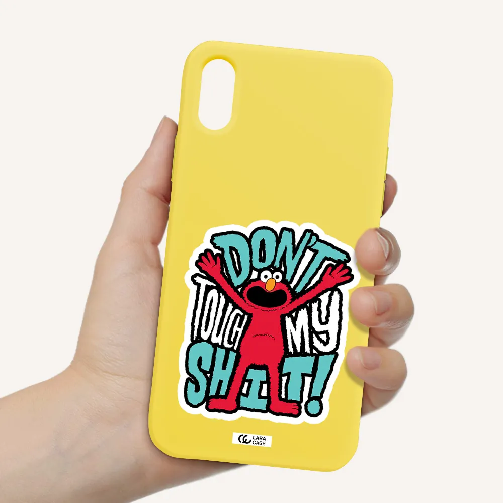 a cartoon character with arms up Apple iPhone XS Silicone canary yellow Case