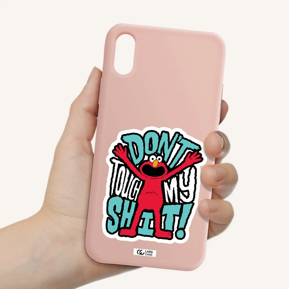 a cartoon character with arms up Apple iPhone XS Silicone pastel pink Case
