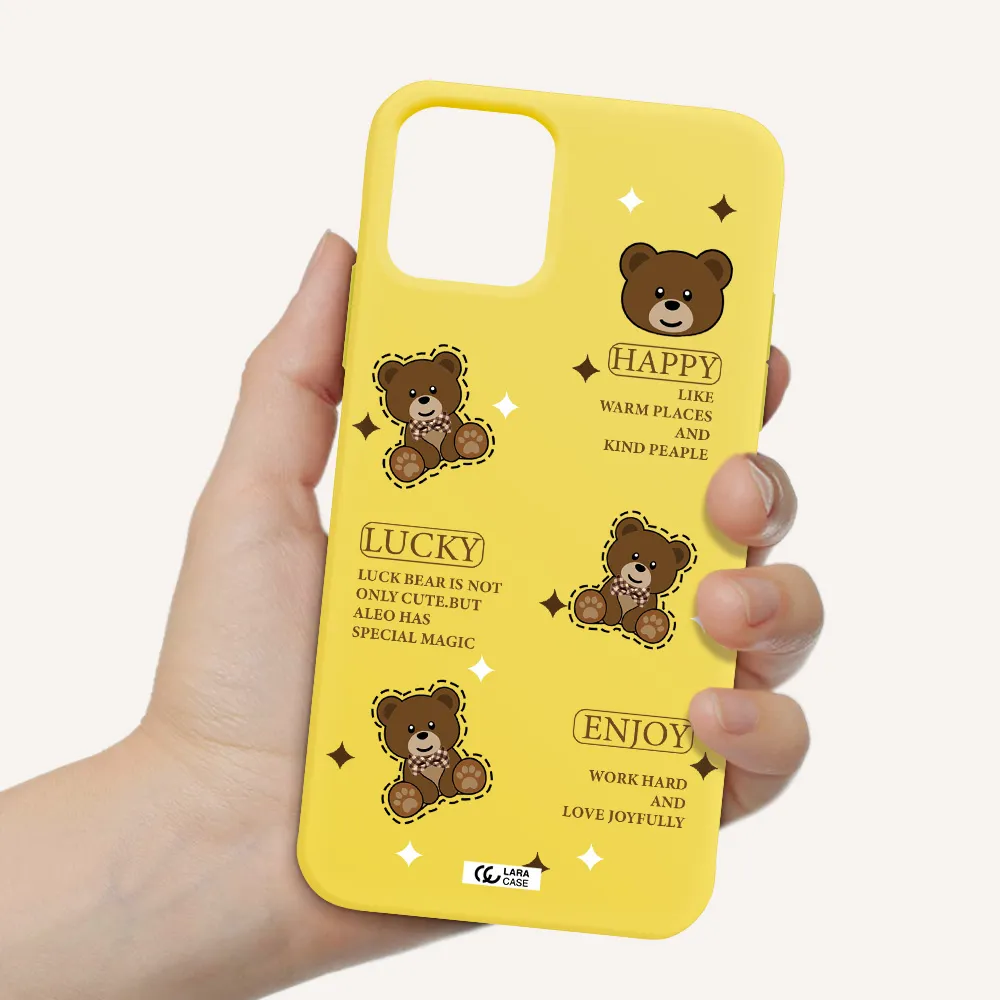 a collection of teddy bears Apple iPhone 11 pro Silicone canary yellow Case
