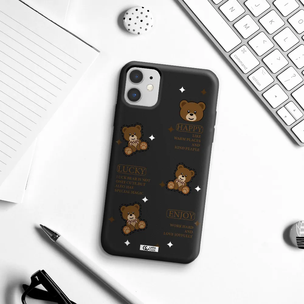 a collection of teddy bears Apple iPhone 11 Silicone black Case