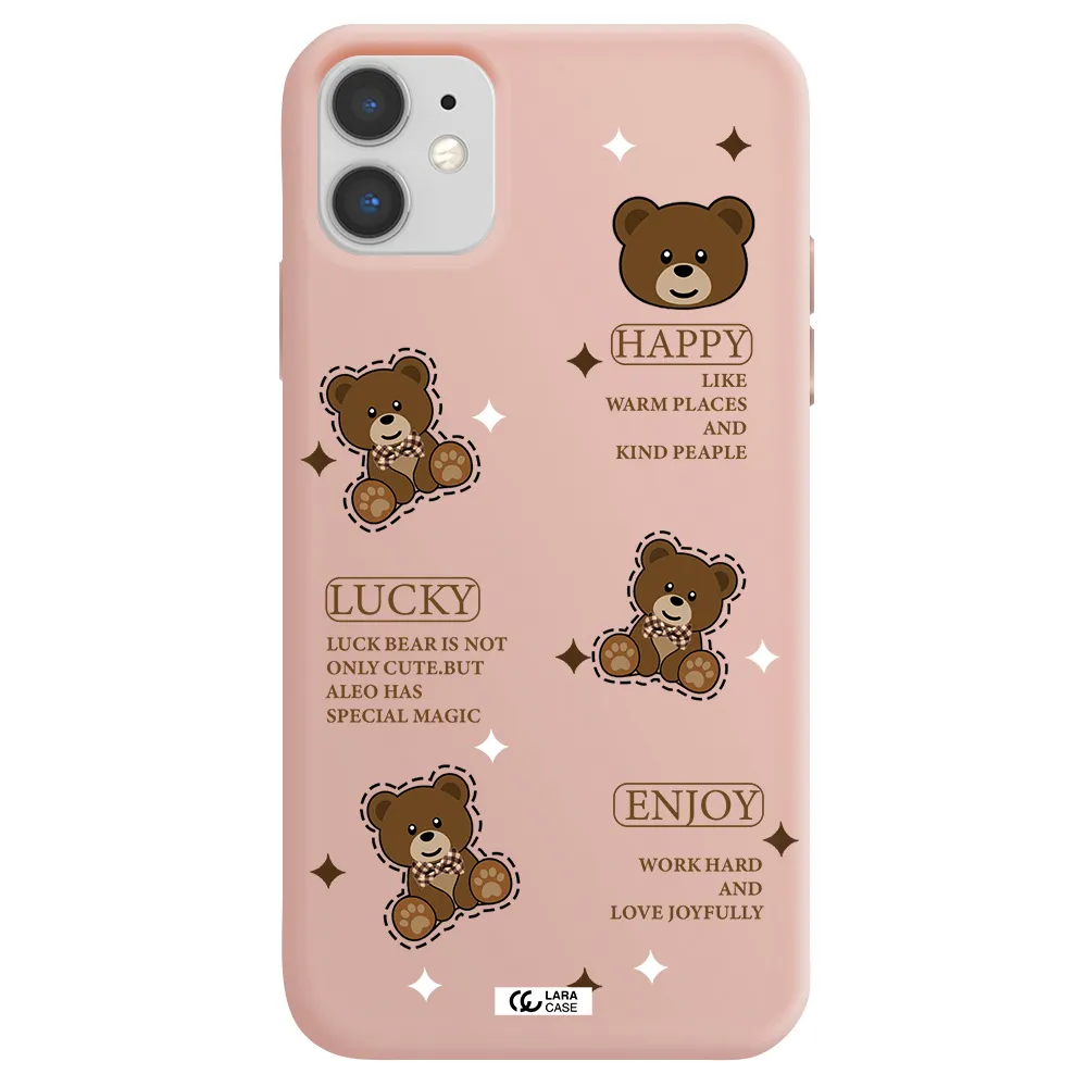 a collection of teddy bears Apple iPhone 11 Silicone pastel pink Case