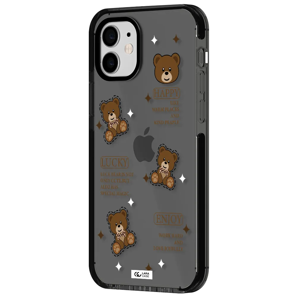 a collection of teddy bears Apple iPhone 12 impact Smoke Black Case