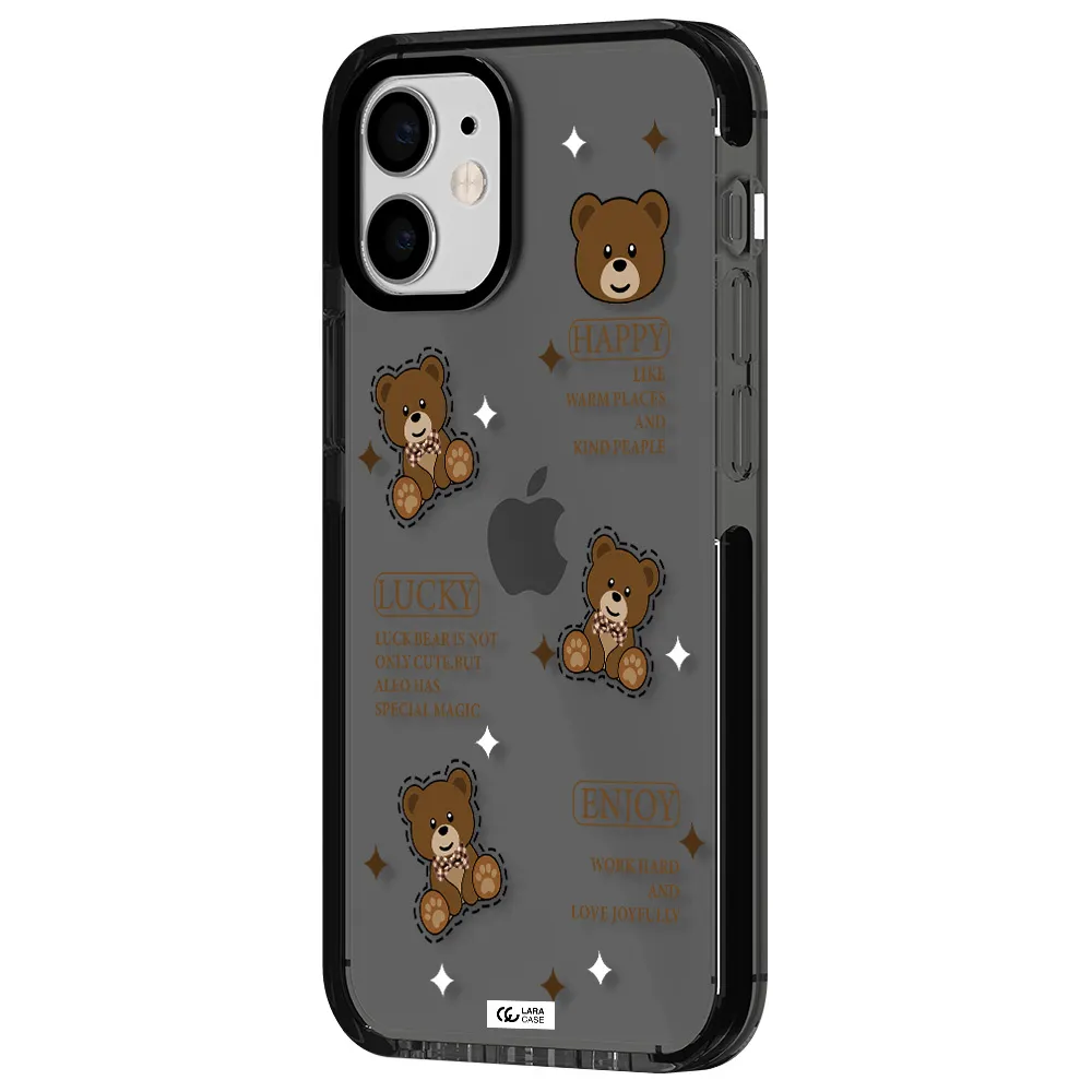 a collection of teddy bears Apple iPhone 12 mini impact Smoke Black Case