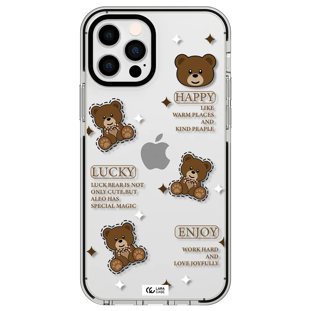a collection of teddy bears Apple iPhone 12 pro impact black border Case