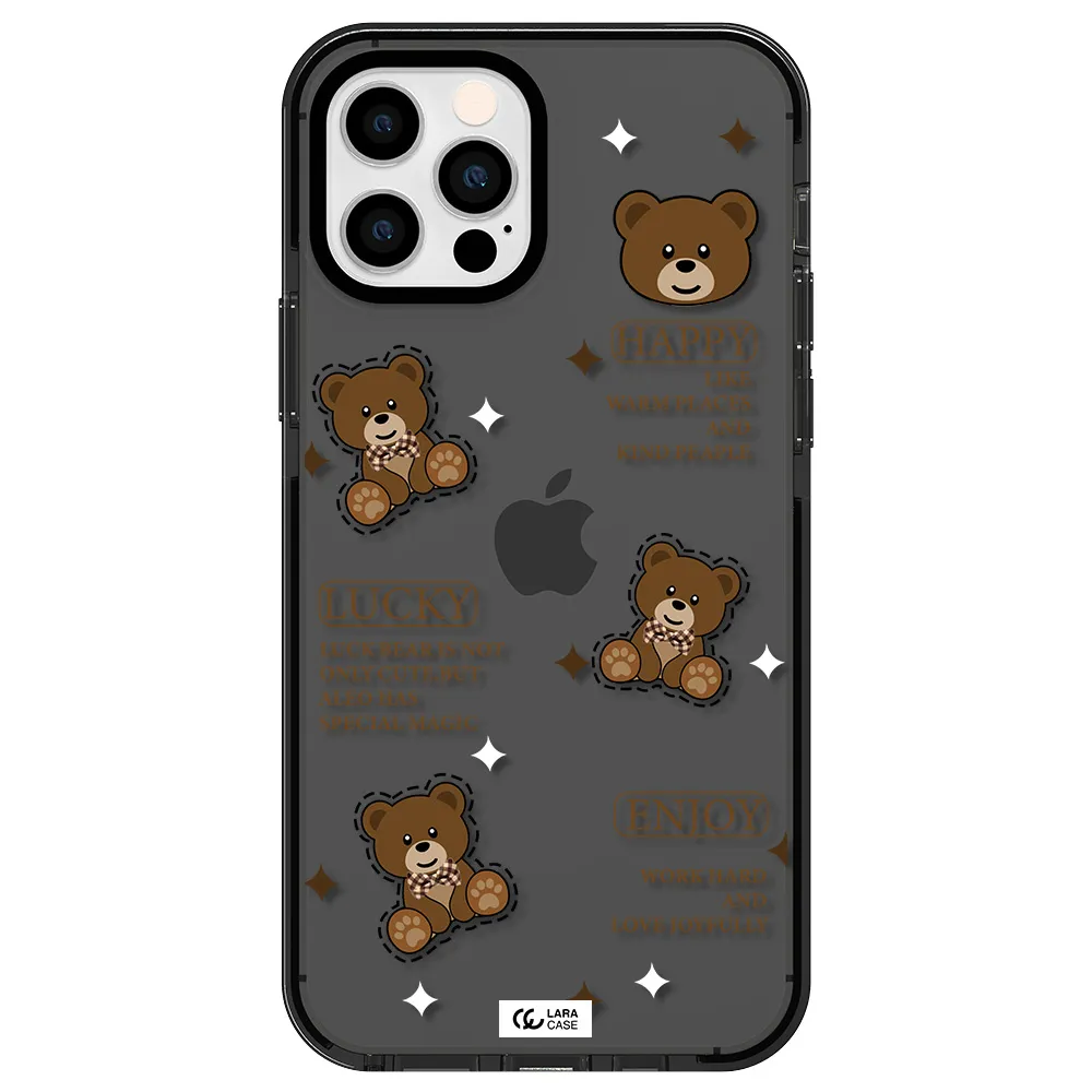 a collection of teddy bears Apple iPhone 12 pro impact Smoke Black Case