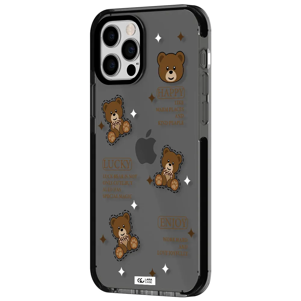 a collection of teddy bears Apple iPhone 12 pro impact Smoke Black Case