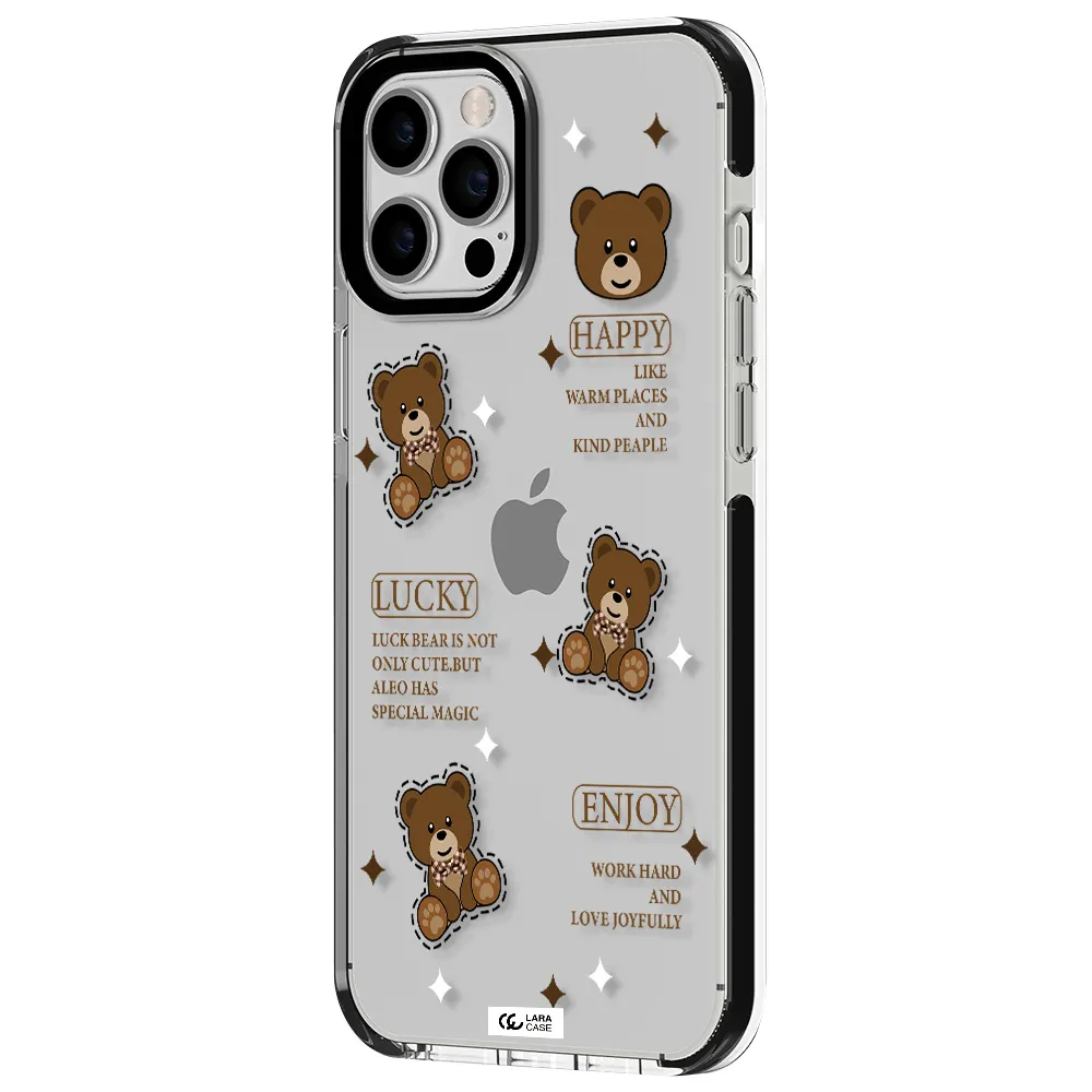a collection of teddy bears Apple iPhone 12 pro max impact black border Case
