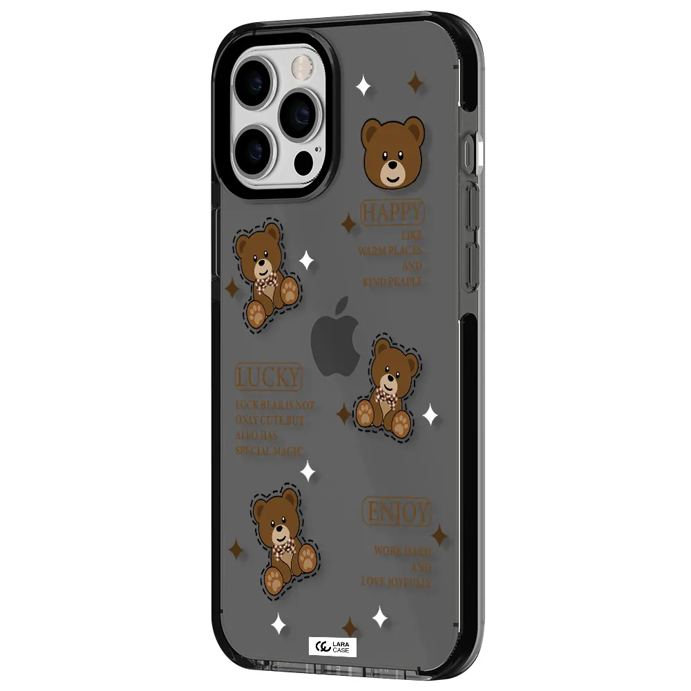 a collection of teddy bears Apple iPhone 12 pro max impact Smoke Black Case