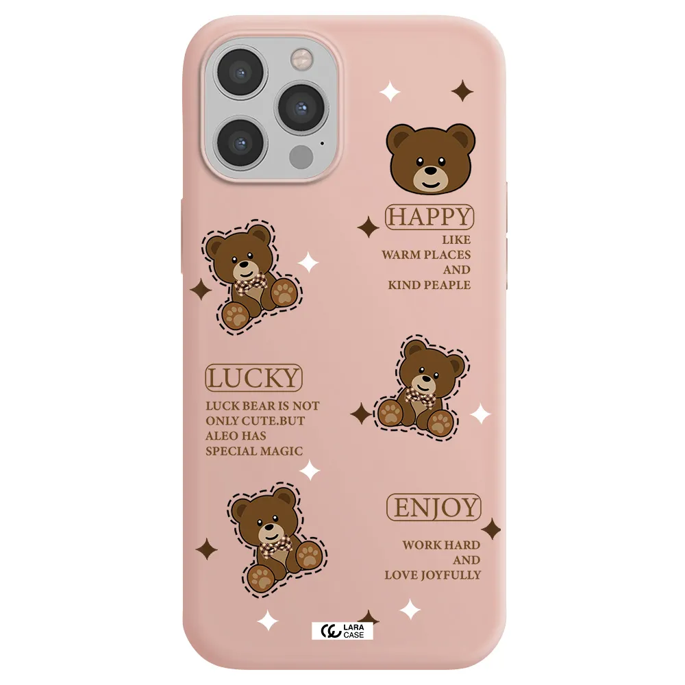 a collection of teddy bears Apple iPhone 12 pro Silicone pastel pink Case