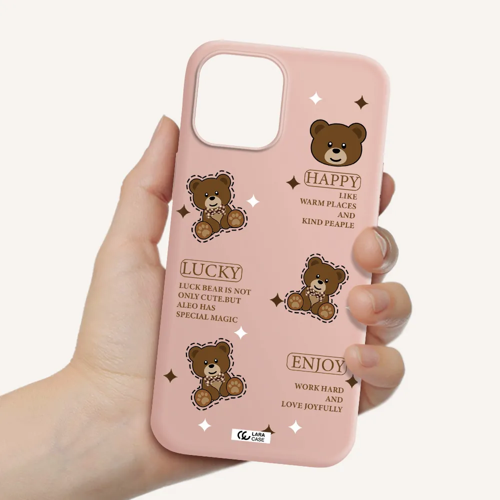 a collection of teddy bears Apple iPhone 12 pro Silicone pastel pink Case