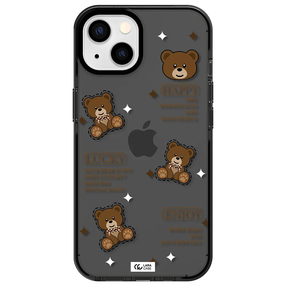 a collection of teddy bears Apple iPhone 13 impact Smoke Black Case