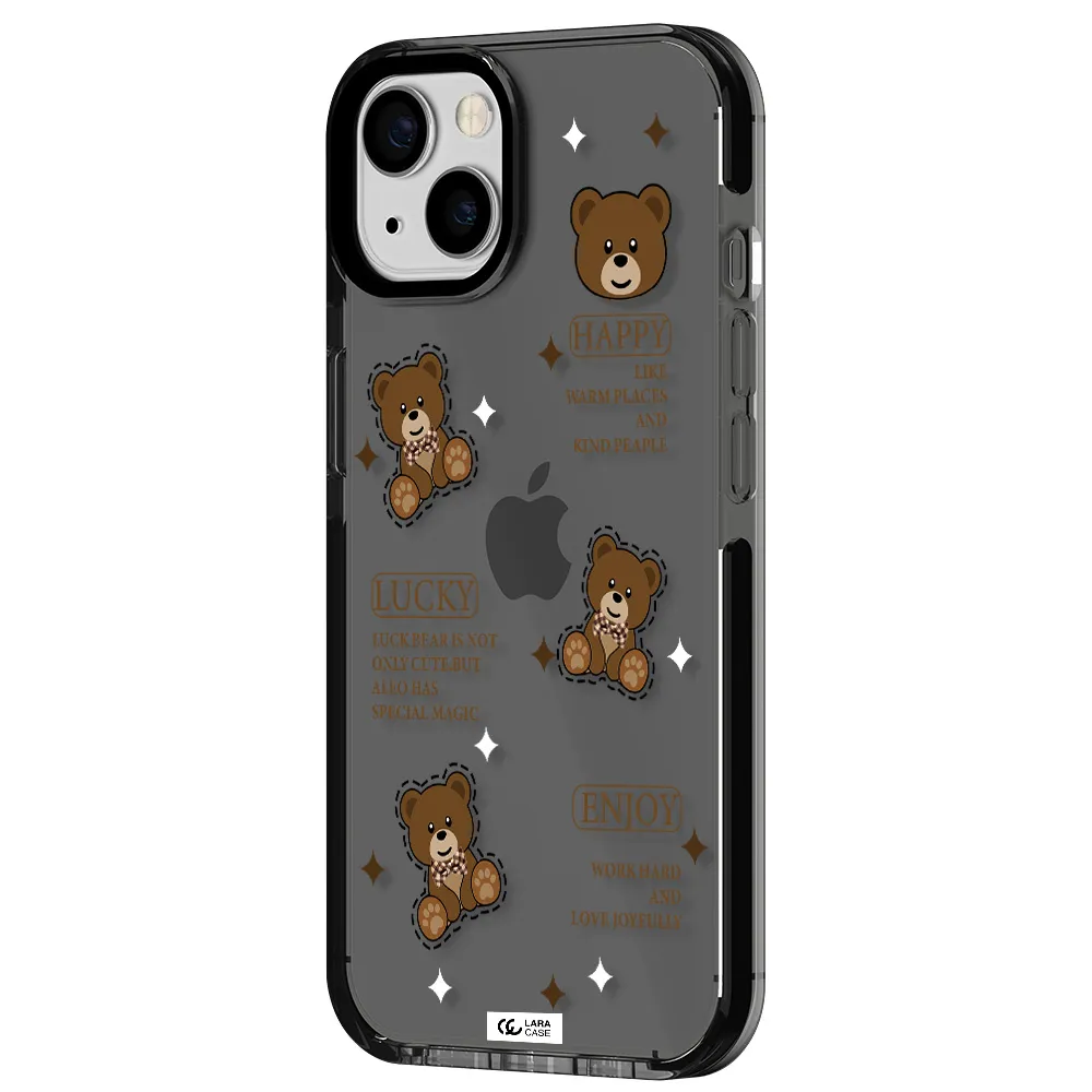 a collection of teddy bears Apple iPhone 13 impact Smoke Black Case