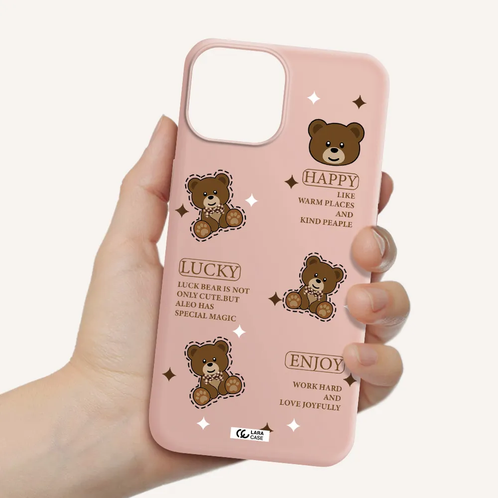 a collection of teddy bears Apple iPhone 13 mini Silicone pastel pink Case