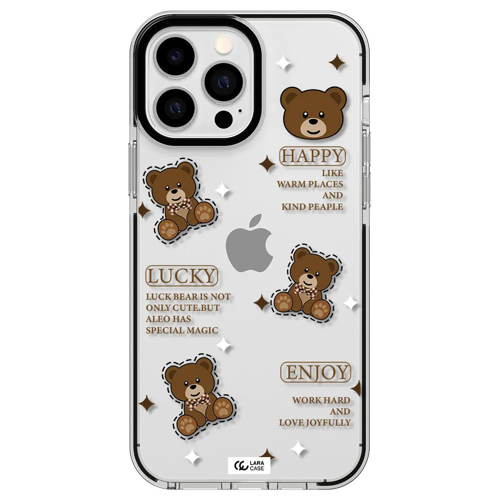 a collection of teddy bears Apple iPhone 13 Pro Max impact black border Case