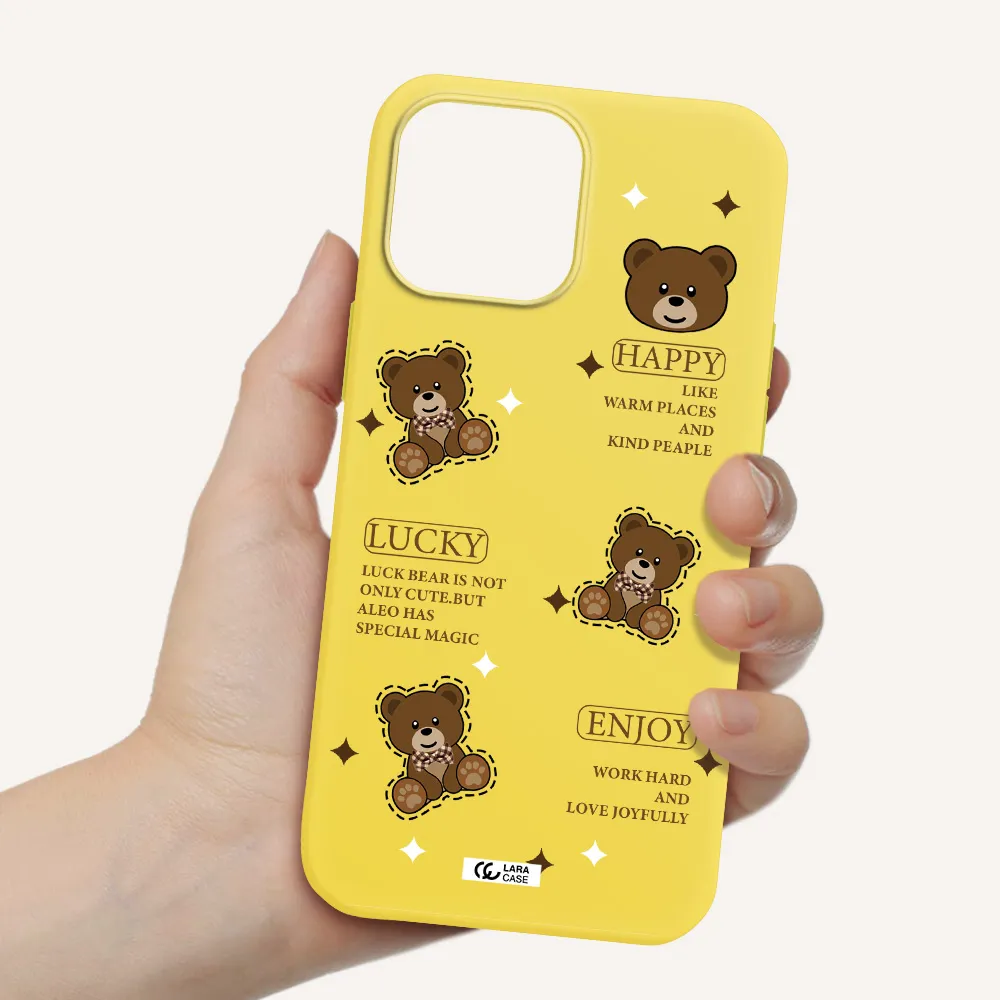 a collection of teddy bears Apple iPhone 13 Pro Max Silicone canary yellow Case